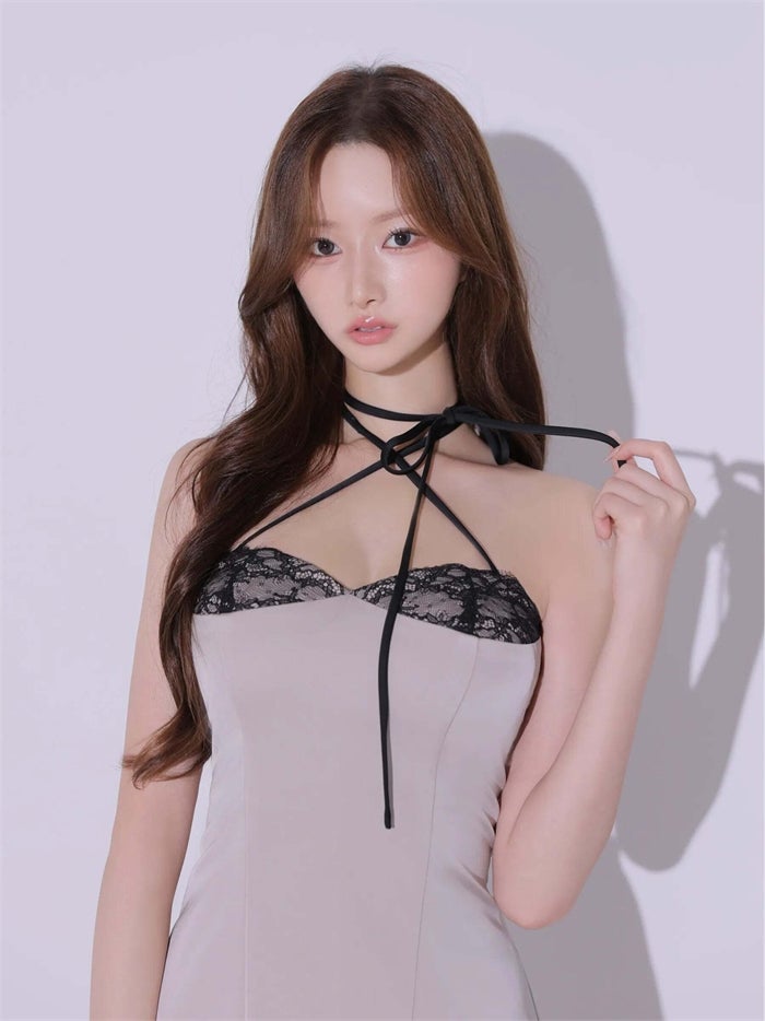ROBE de FLEURS anier.ROBE ローブドフルール アニエルローブ Jade Satin Lace Trim Dress fm-anier4096-c
