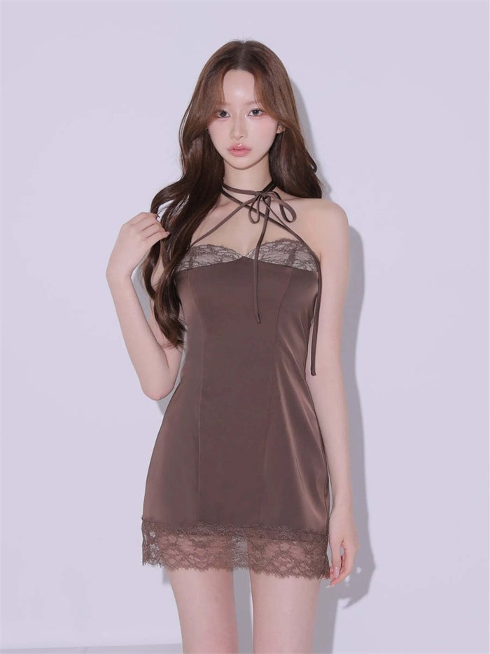 ROBE de FLEURS anier.ROBE ローブドフルール アニエルローブ Jade Satin Lace Trim Dress fm-anier4096-c