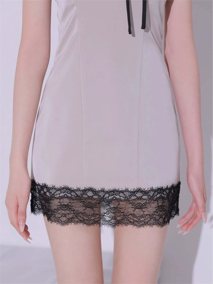 ROBE de FLEURS anier.ROBE ローブドフルール アニエルローブ Jade Satin Lace Trim Dress fm-anier4096-c