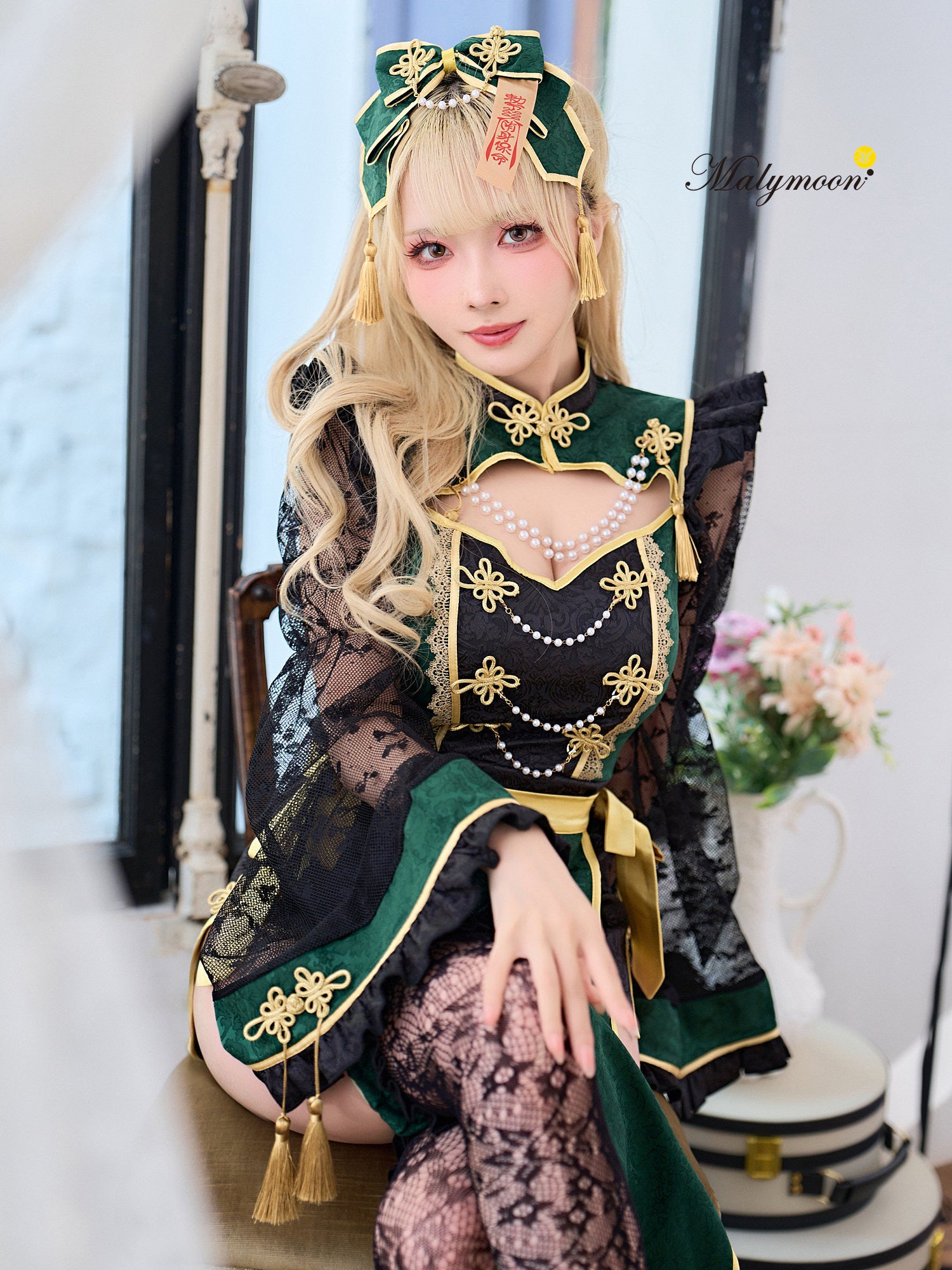 8点セット】vanityME. × Malymoon ブラックレーススリットチャイナ
