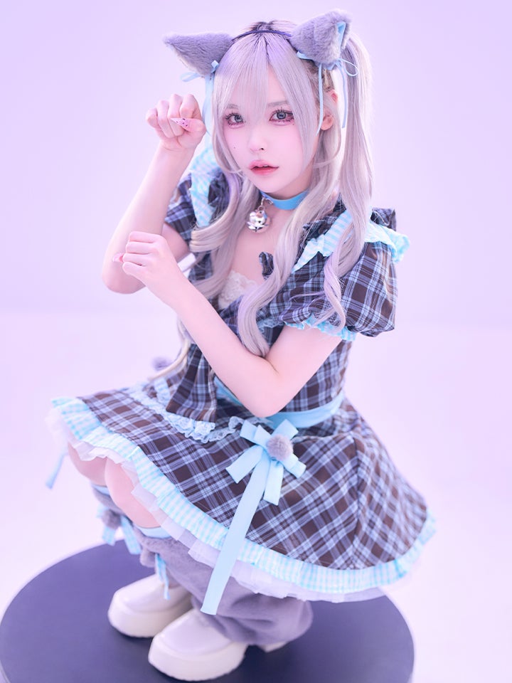 【3点セット】vanityME. × MIYANISHIYAMA おすましネコちゃんドレス ブルー vcsct-260152-2-ac