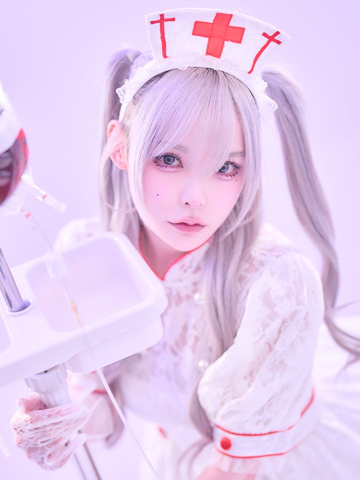 【2点セット】VME HOSPITAL ヴィエムイーホスピタル レースフレアナース ホワイト ブラック vcsnr-260138-no-ac