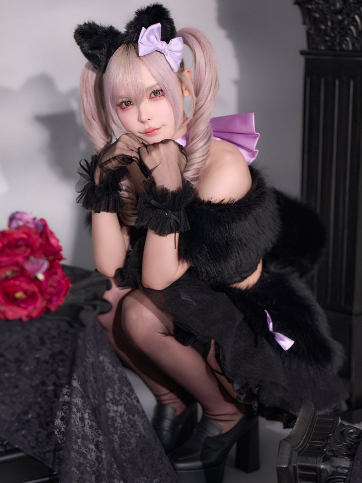 【7点セット】Lady Marie レディマリー ファーリボンキャット ブラック vcsct-260155-1-no-ac