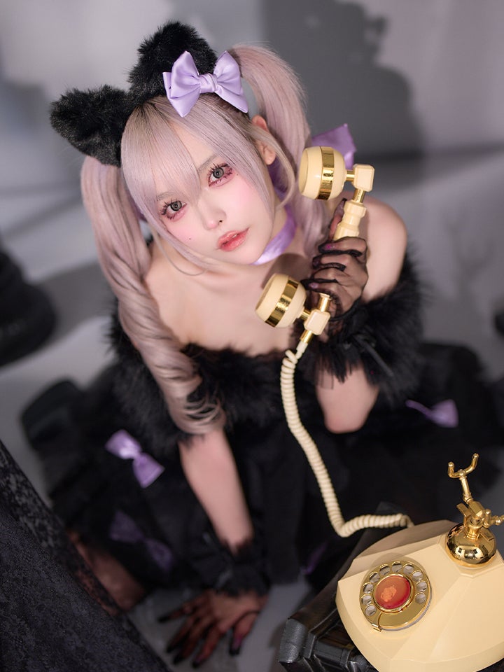 【7点セット】Lady Marie レディマリー ファーリボンキャット ブラック vcsct-260155-1-no-ac