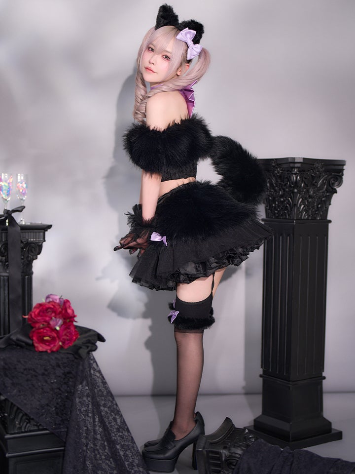 【7点セット】Lady Marie レディマリー ファーリボンキャット ブラック vcsct-260155-1-no-ac