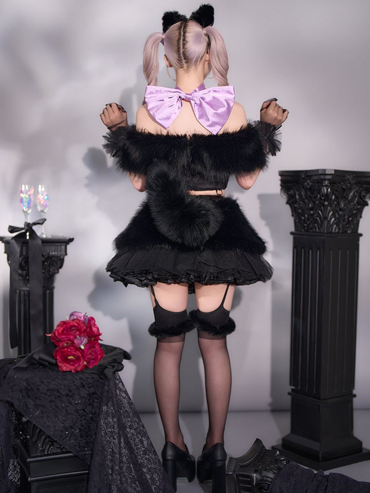 【7点セット】Lady Marie レディマリー ファーリボンキャット ブラック vcsct-260155-1-no-ac
