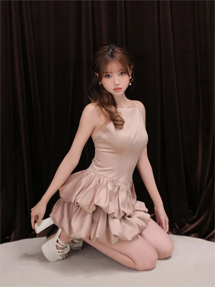 ROBE de FLEURS ローブドフルール サテンキャミバルーンミニキャバドレス fm4671-c