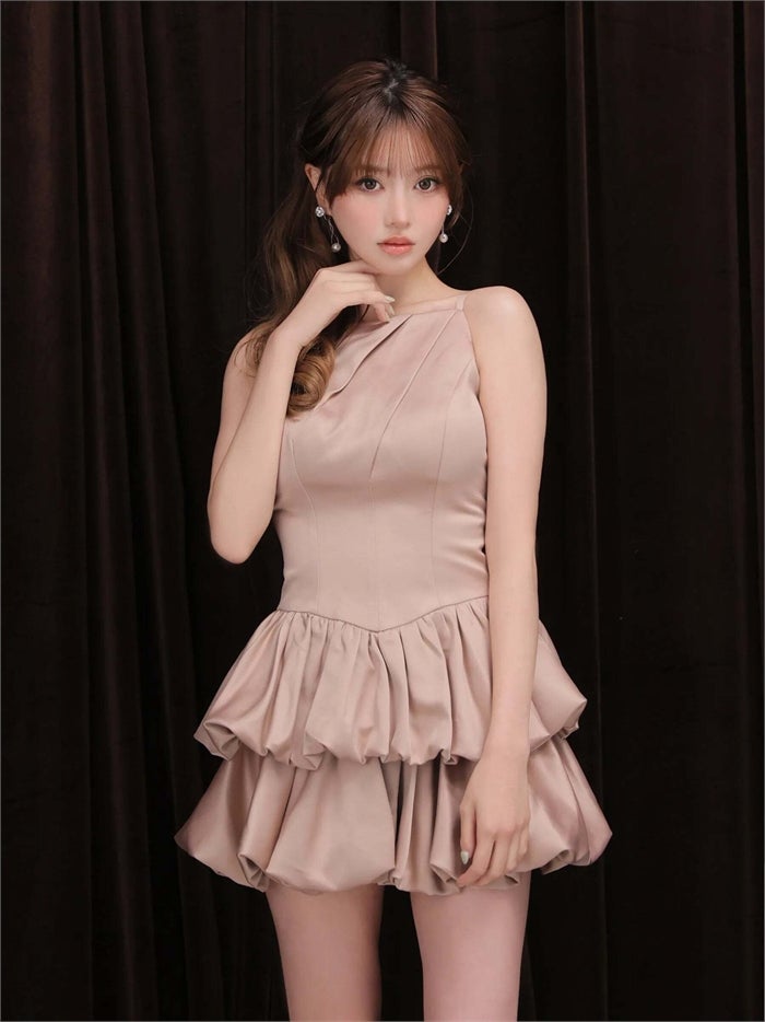 ROBE de FLEURS ローブドフルール サテンキャミバルーンミニキャバドレス fm4671-c