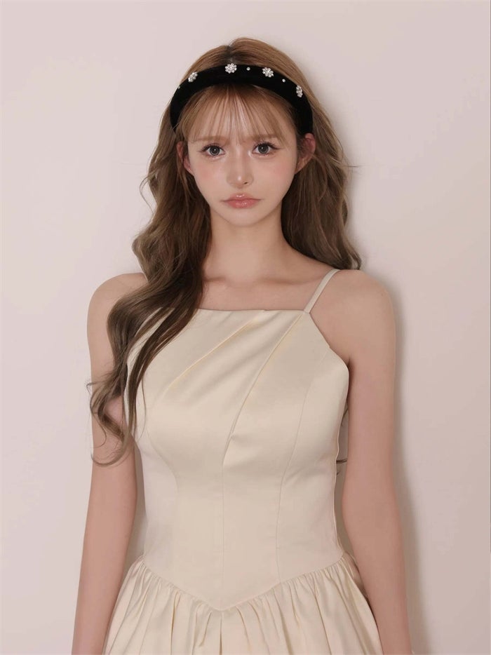 ROBE de FLEURS ローブドフルール サテンキャミバルーンミニキャバドレス fm4671-c