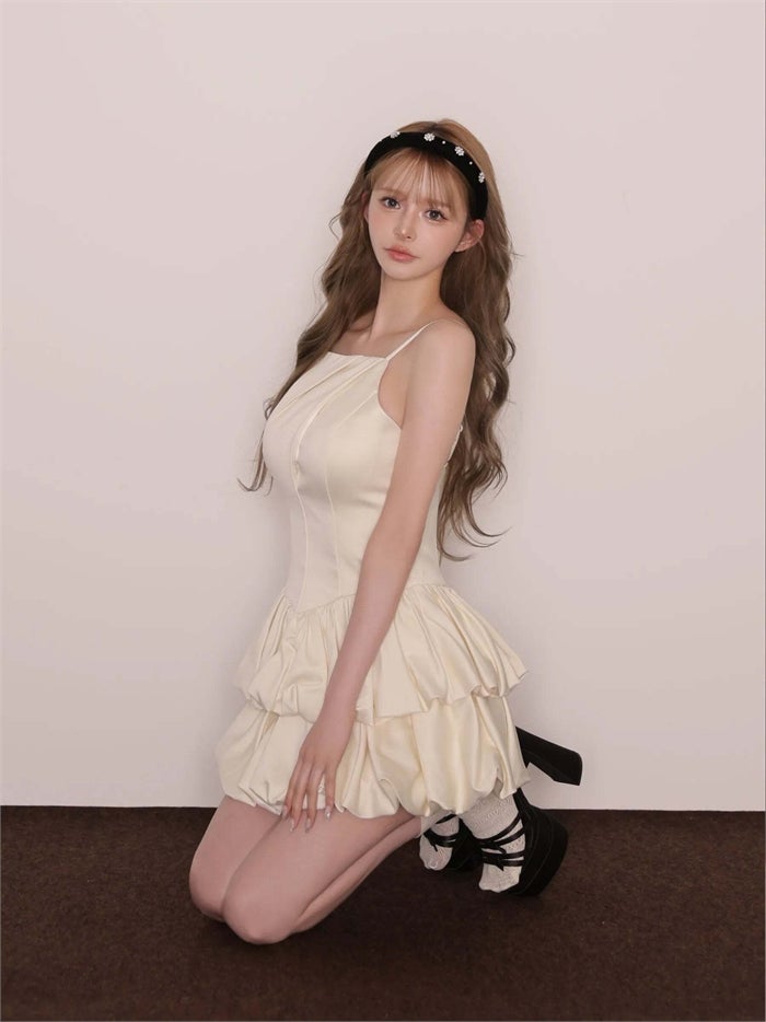 ROBE de FLEURS ローブドフルール サテンキャミバルーンミニキャバドレス fm4671-c