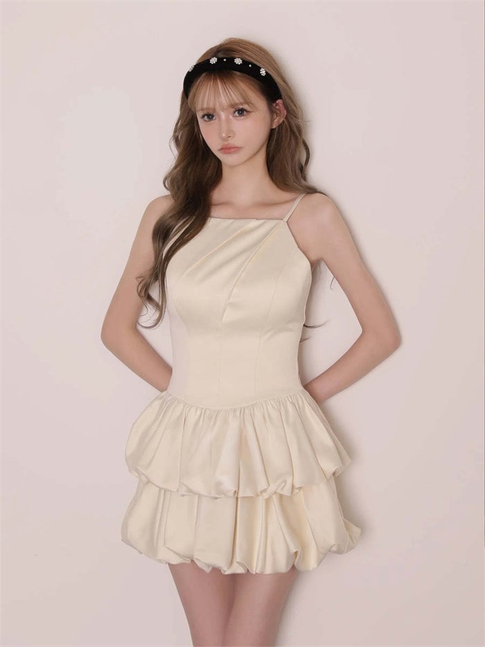 ROBE de FLEURS ローブドフルール サテンキャミバルーンミニキャバドレス fm4671-c