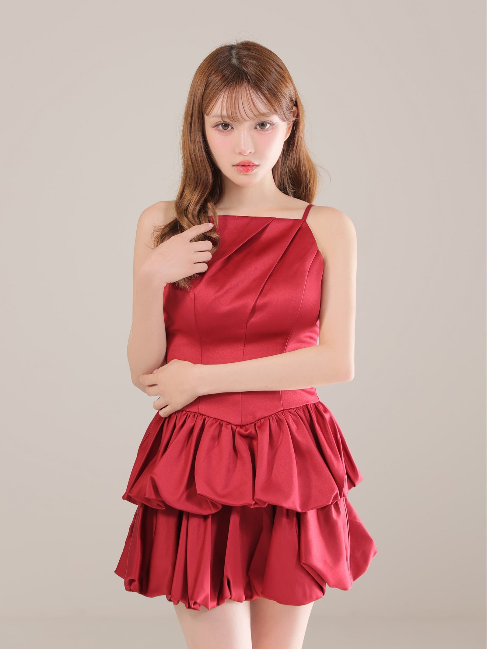 ROBE de FLEURS ローブドフルール サテンキャミバルーンミニキャバドレス fm4671-c
