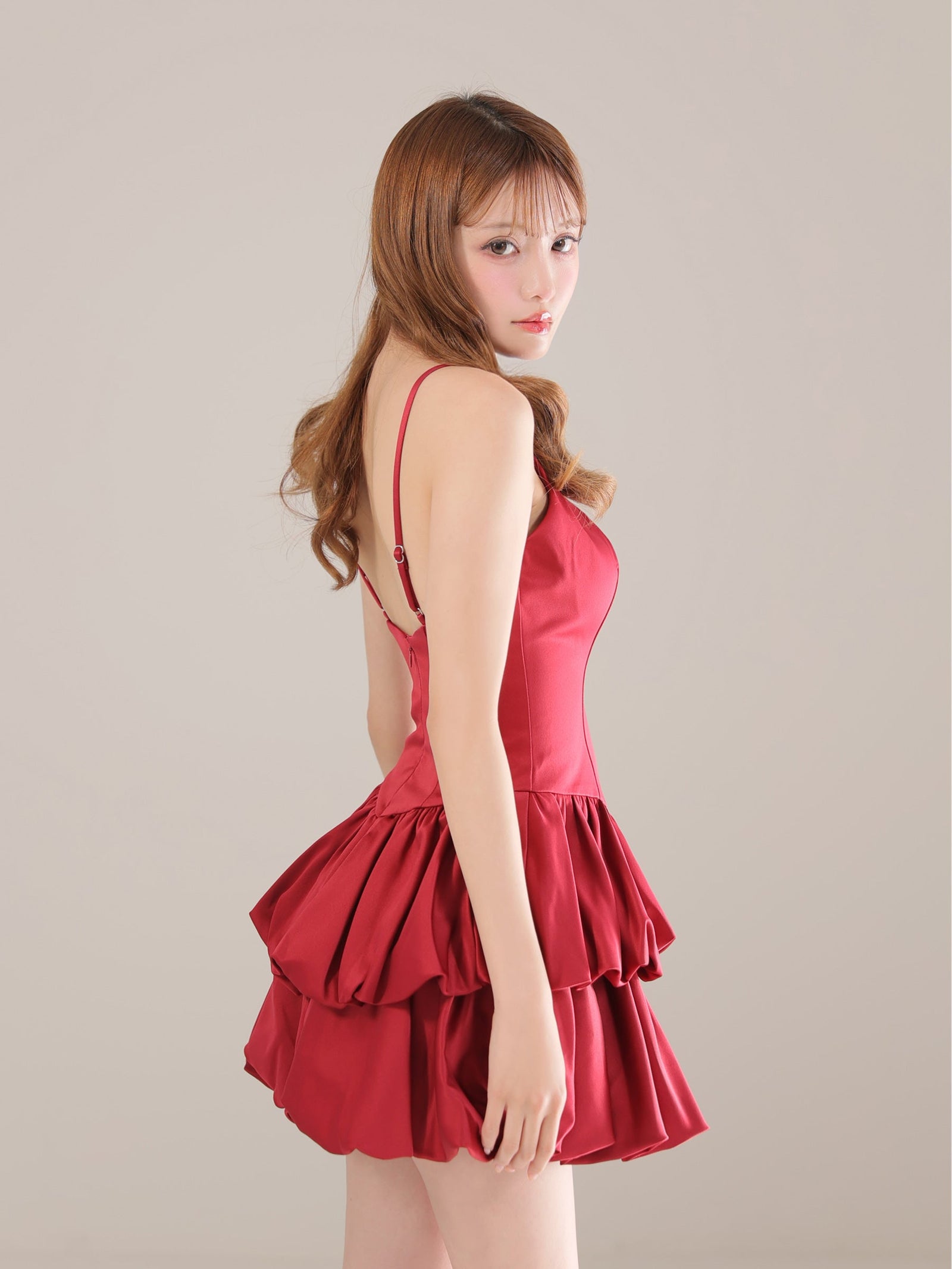 ROBE de FLEURS ローブドフルール サテンキャミバルーンミニキャバドレス fm4671-c