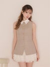 ROBE de FLEURS ローブドフルール ラメフランネル襟付きレースセットアップミニキャバドレス fm4935-c