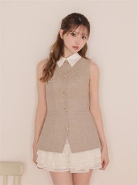 ROBE de FLEURS ローブドフルール ラメフランネル襟付きレースセットアップミニキャバドレス fm4935-c