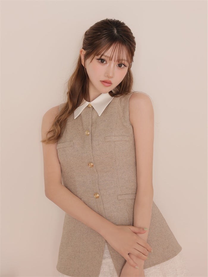 ROBE de FLEURS ローブドフルール ラメフランネル襟付きレースセットアップミニキャバドレス fm4935-c