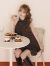 ROBE de FLEURS ローブドフルール リボンホルタープリーツシフォンセットアップミニキャバドレス fm4913-c
