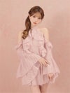 ROBE de FLEURS ローブドフルール ホルターラメフリンジサテンセットアップミニキャバドレス fm3496-c