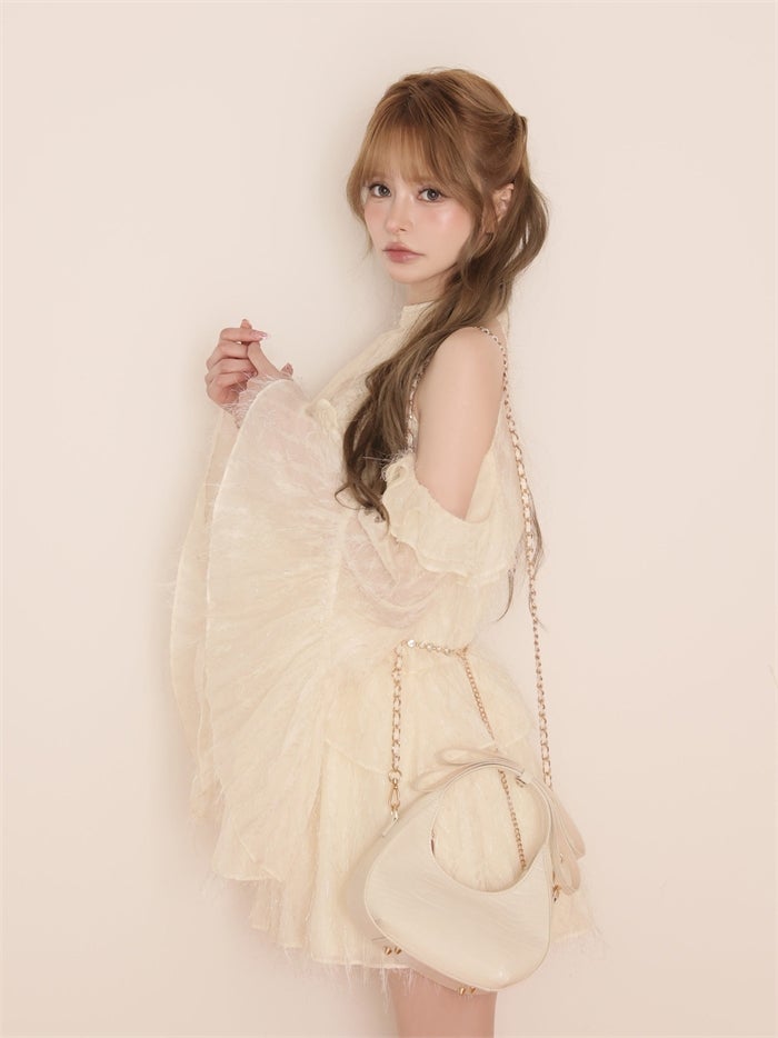 ROBE de FLEURS ローブドフルール ホルターラメフリンジサテンセットアップミニキャバドレス fm3496-c