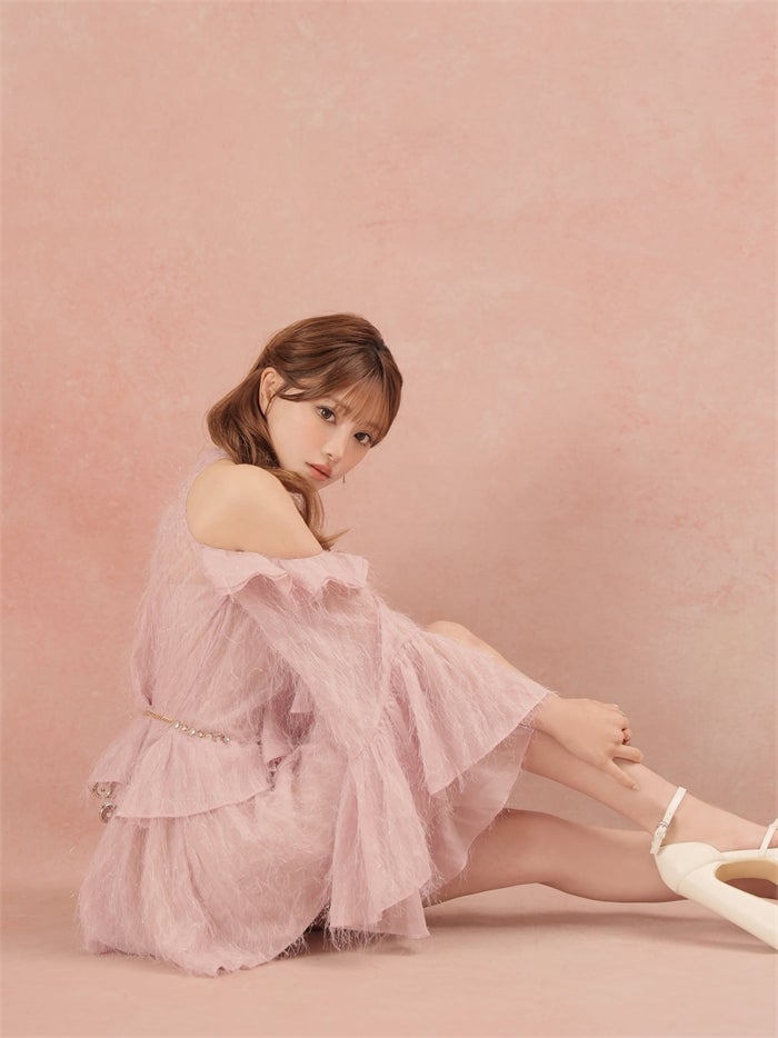 ROBE de FLEURS ローブドフルール ホルターラメフリンジサテンセットアップミニキャバドレス fm3496-c