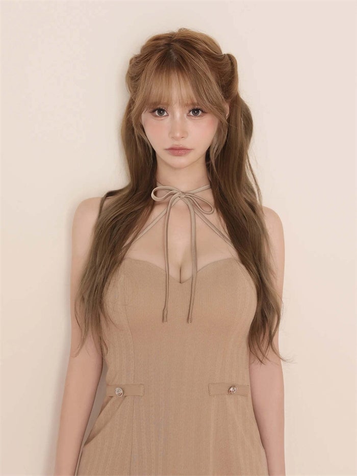 ROBE de FLEURS ローブドフルール リボンニットチュールフレアミニキャバドレス fm4199-c