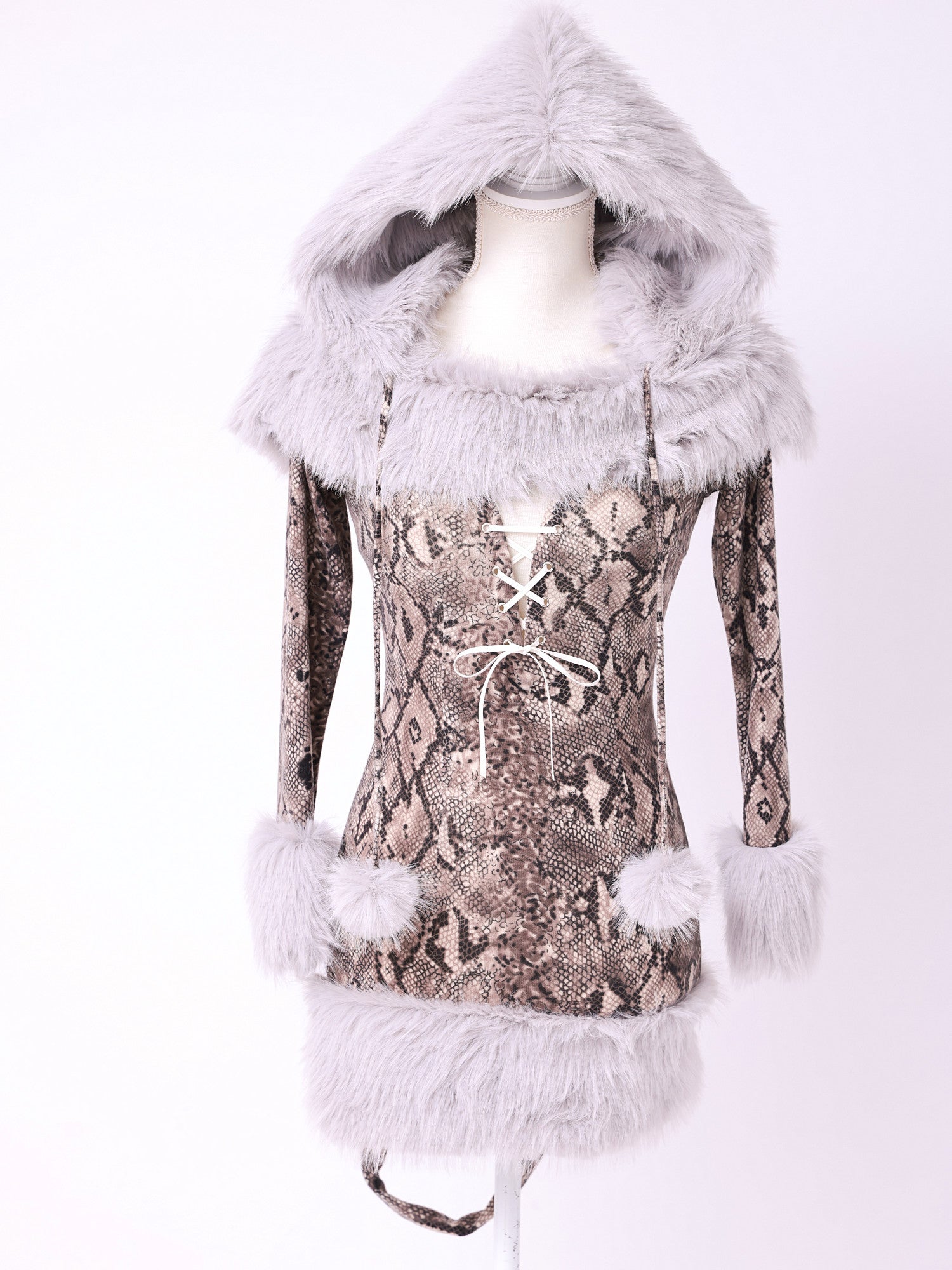 【3点セット】Fluffy Wild Party Snake Print Ver. フラッフィーワイルドパーティー パイソン柄 vcsot-250231-3-ac