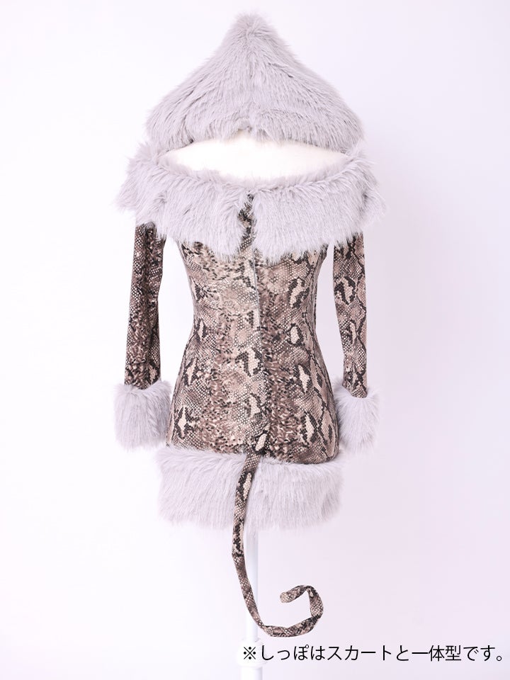 【3点セット】Fluffy Wild Party Snake Print Ver. フラッフィーワイルドパーティー パイソン柄 vcsot-250231-3-ac