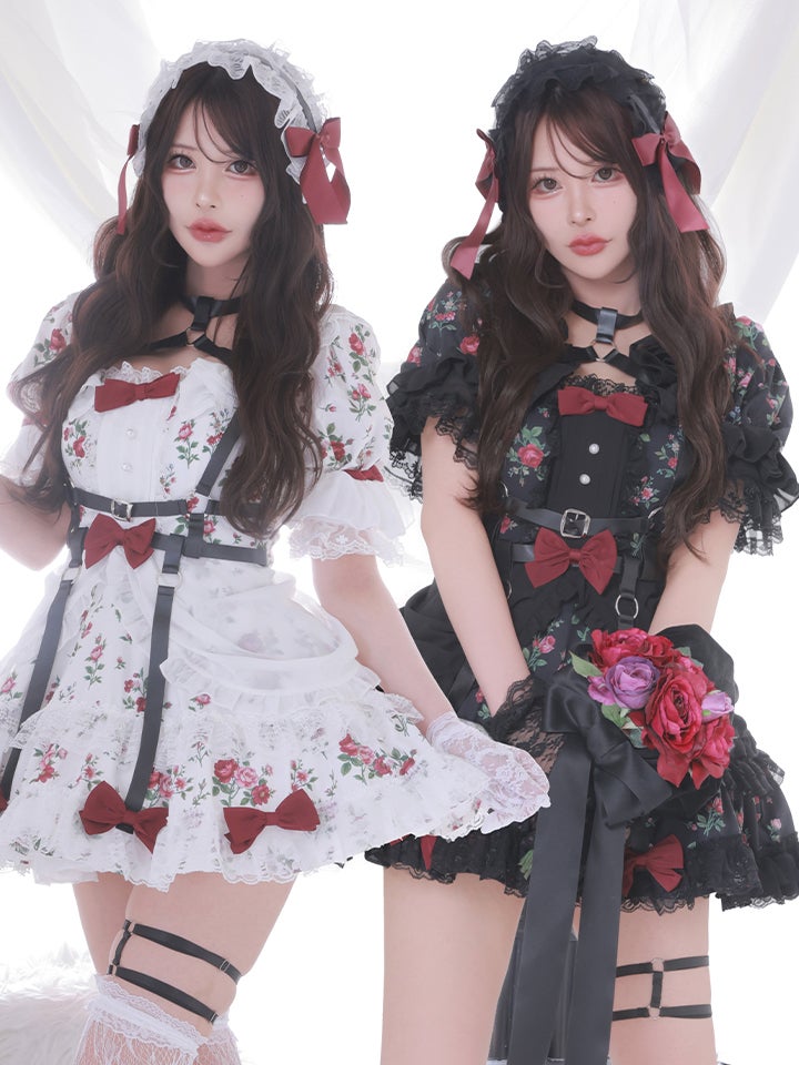 【3点セット】vanityME. × Chiroru コラボ Umber Secret Garden シークレットガーデン クラシカルフリルメイド ホワイト ブラック vcsot-260158a-ch-ac