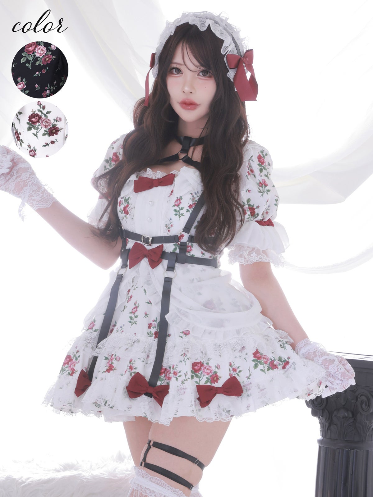 【3点セット】vanityME. × Chiroru コラボ Umber Secret Garden シークレットガーデン クラシカルフリルメイド ホワイト ブラック vcsot-260158a-ch-ac