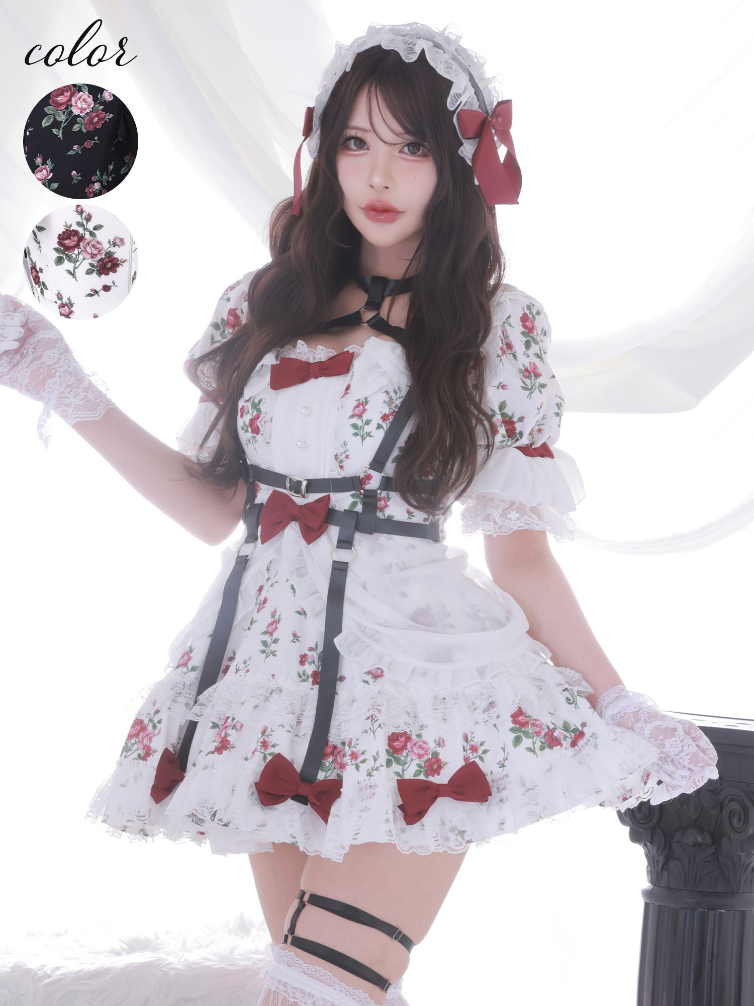 【3点セット】vanityME. × Chiroru コラボ Umber Secret Garden シークレットガーデン クラシカルフリルメイド ホワイト ブラック vcsot-260158a-ch-ac