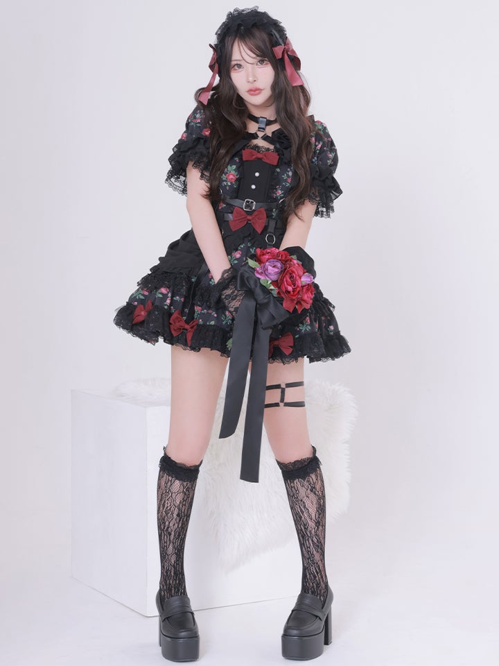 【3点セット】vanityME. × Chiroru コラボ Umber Secret Garden シークレットガーデン クラシカルフリルメイド ホワイト ブラック vcsot-260158a-ch-ac
