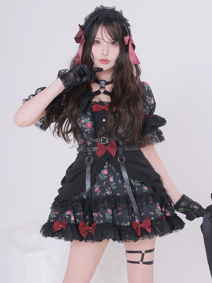 【3点セット】vanityME. × Chiroru コラボ Umber Secret Garden シークレットガーデン クラシカルフリルメイド ホワイト ブラック vcsot-260158a-ch-ac