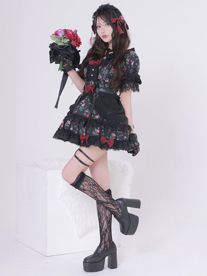 【3点セット】vanityME. × Chiroru コラボ Umber Secret Garden シークレットガーデン クラシカルフリルメイド ホワイト ブラック vcsot-260158a-ch-ac