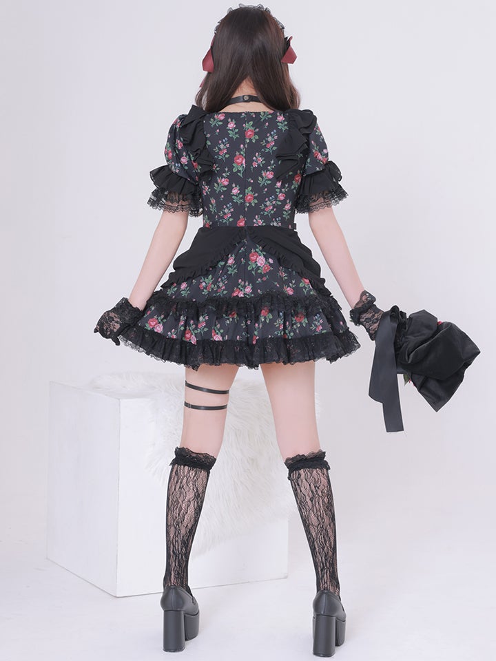 【3点セット】vanityME. × Chiroru コラボ Umber Secret Garden シークレットガーデン クラシカルフリルメイド ホワイト ブラック vcsot-260158a-ch-ac