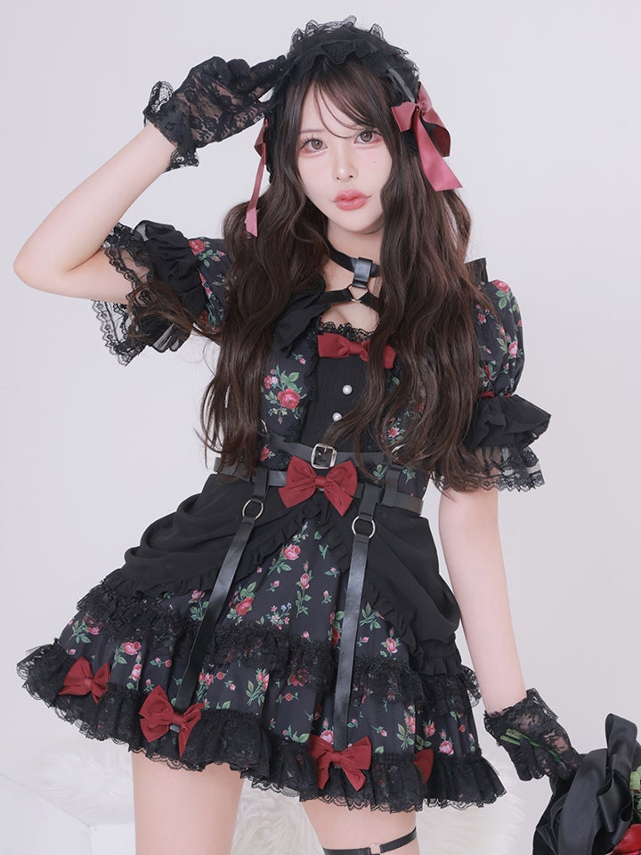 【3点セット】vanityME. × Chiroru コラボ Umber Secret Garden シークレットガーデン クラシカルフリルメイド ホワイト ブラック vcsot-260158a-ch-ac