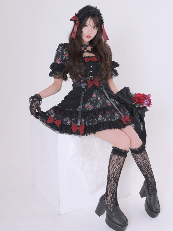 【3点セット】vanityME. × Chiroru コラボ Umber Secret Garden シークレットガーデン クラシカルフリルメイド ホワイト ブラック vcsot-260158a-ch-ac