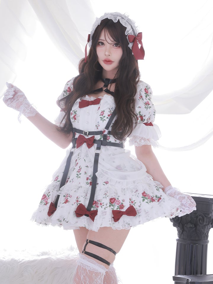【3点セット】vanityME. × Chiroru コラボ Umber Secret Garden シークレットガーデン クラシカルフリルメイド ホワイト ブラック vcsot-260158a-ch-ac
