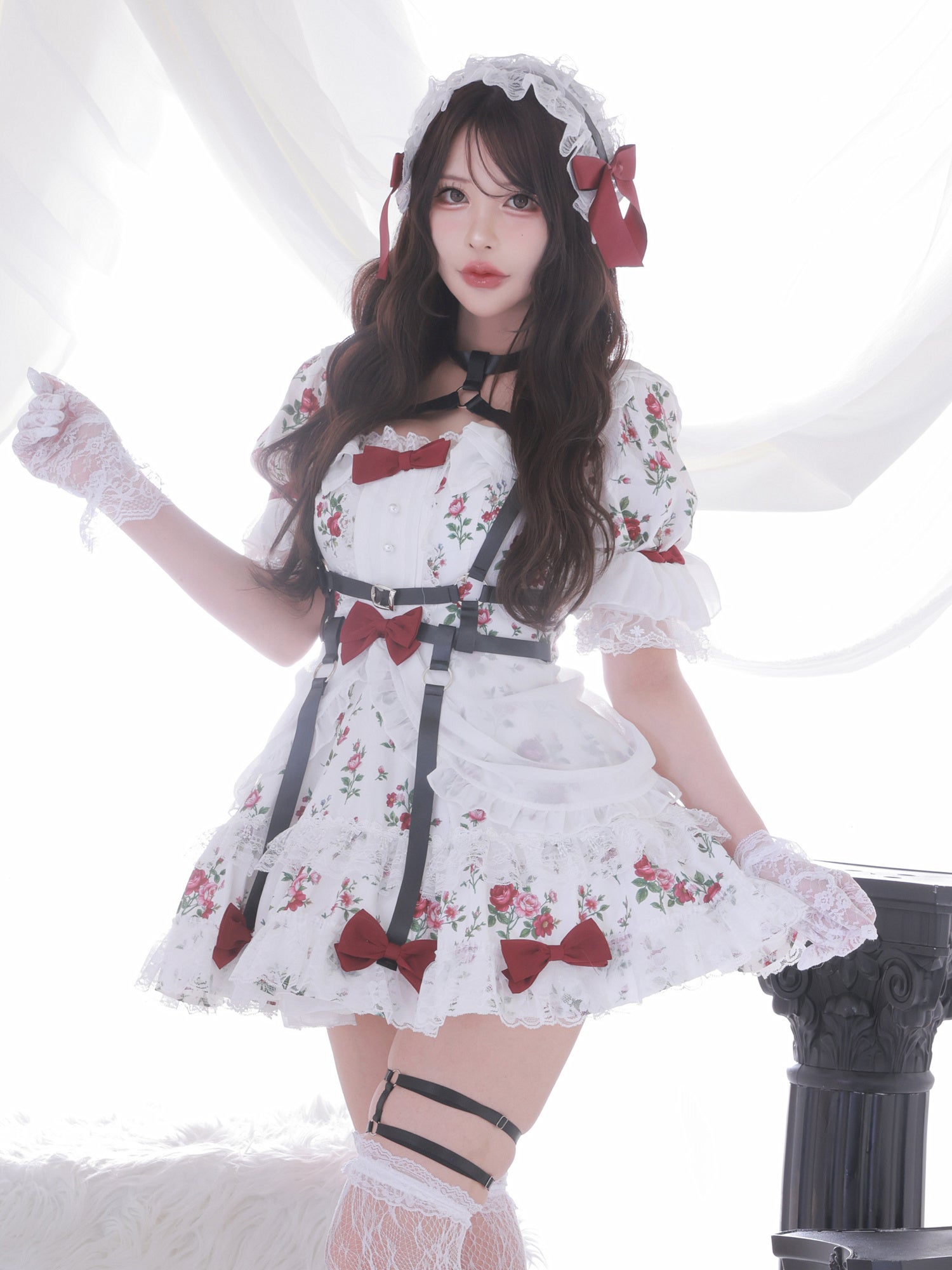 【3点セット】vanityME. × Chiroru コラボ Umber Secret Garden シークレットガーデン クラシカルフリルメイド ホワイト ブラック vcsot-260158a-ch-ac