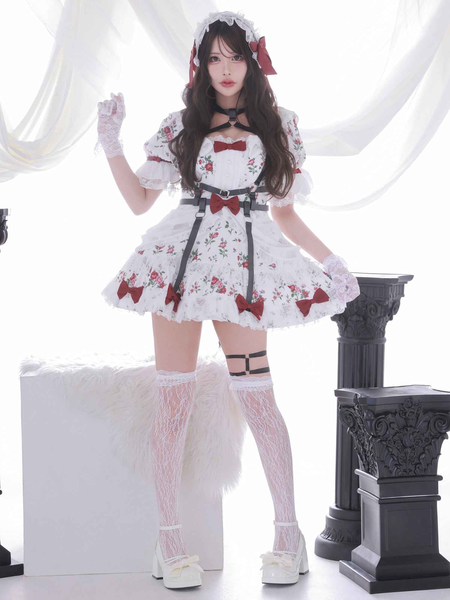 【3点セット】vanityME. × Chiroru コラボ Umber Secret Garden シークレットガーデン クラシカルフリルメイド ホワイト ブラック vcsot-260158a-ch-ac