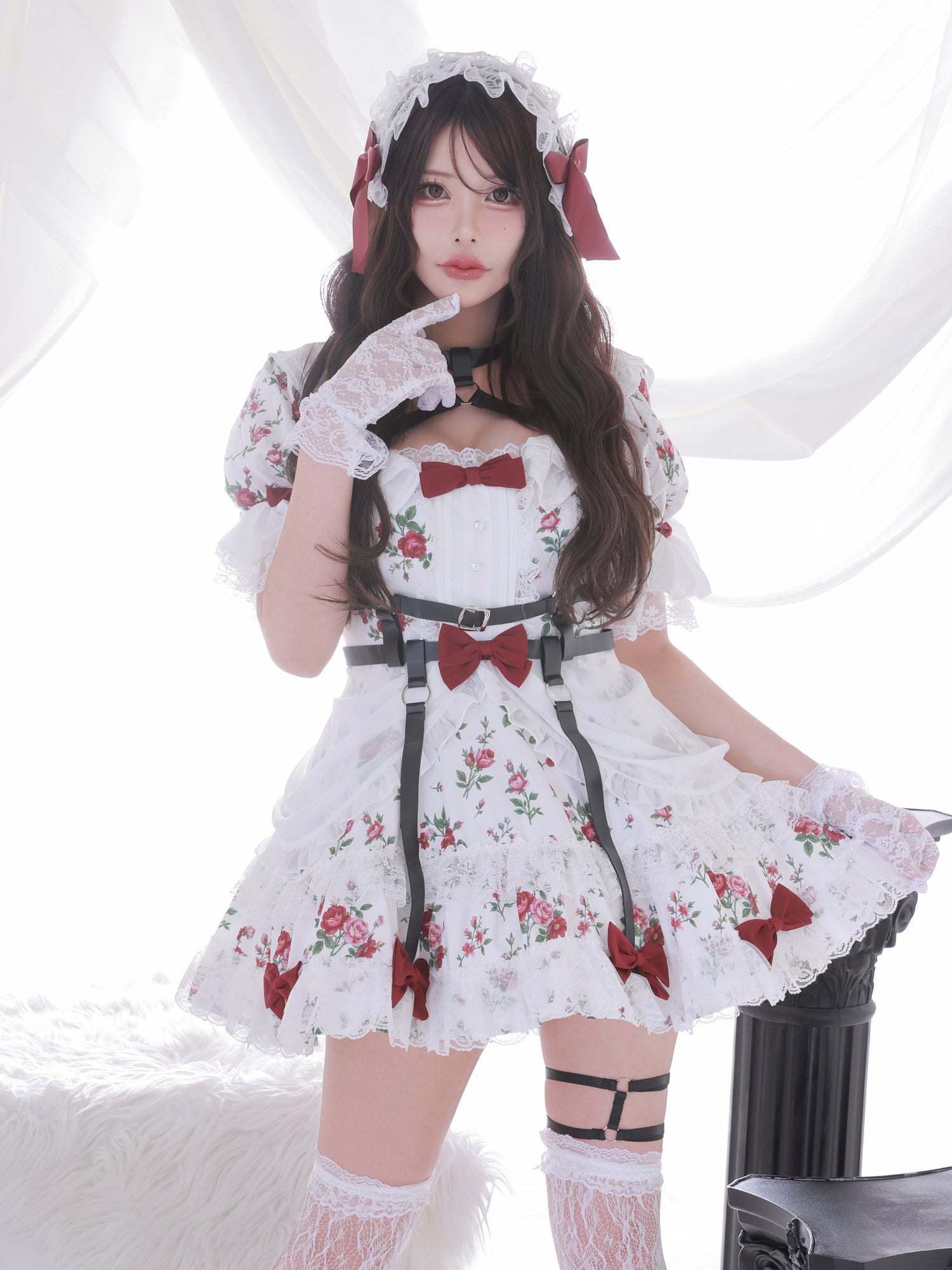【3点セット】vanityME. × Chiroru コラボ Umber Secret Garden シークレットガーデン クラシカルフリルメイド ホワイト ブラック vcsot-260158a-ch-ac