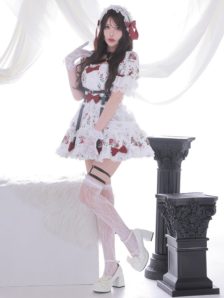 【3点セット】vanityME. × Chiroru コラボ Umber Secret Garden シークレットガーデン クラシカルフリルメイド ホワイト ブラック vcsot-260158a-ch-ac