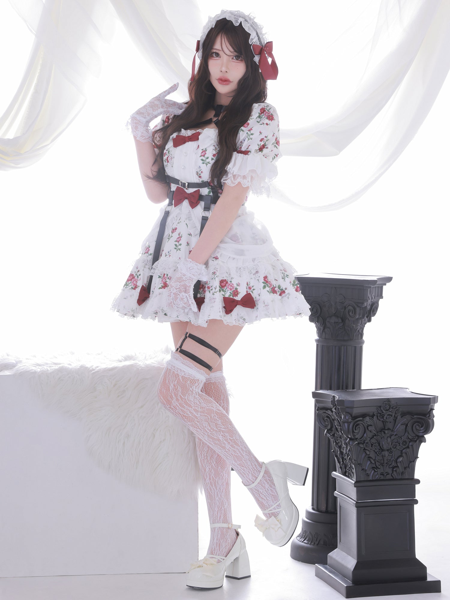 【3点セット】vanityME. × Chiroru コラボ Umber Secret Garden シークレットガーデン クラシカルフリルメイド ホワイト ブラック vcsot-260158a-ch-ac