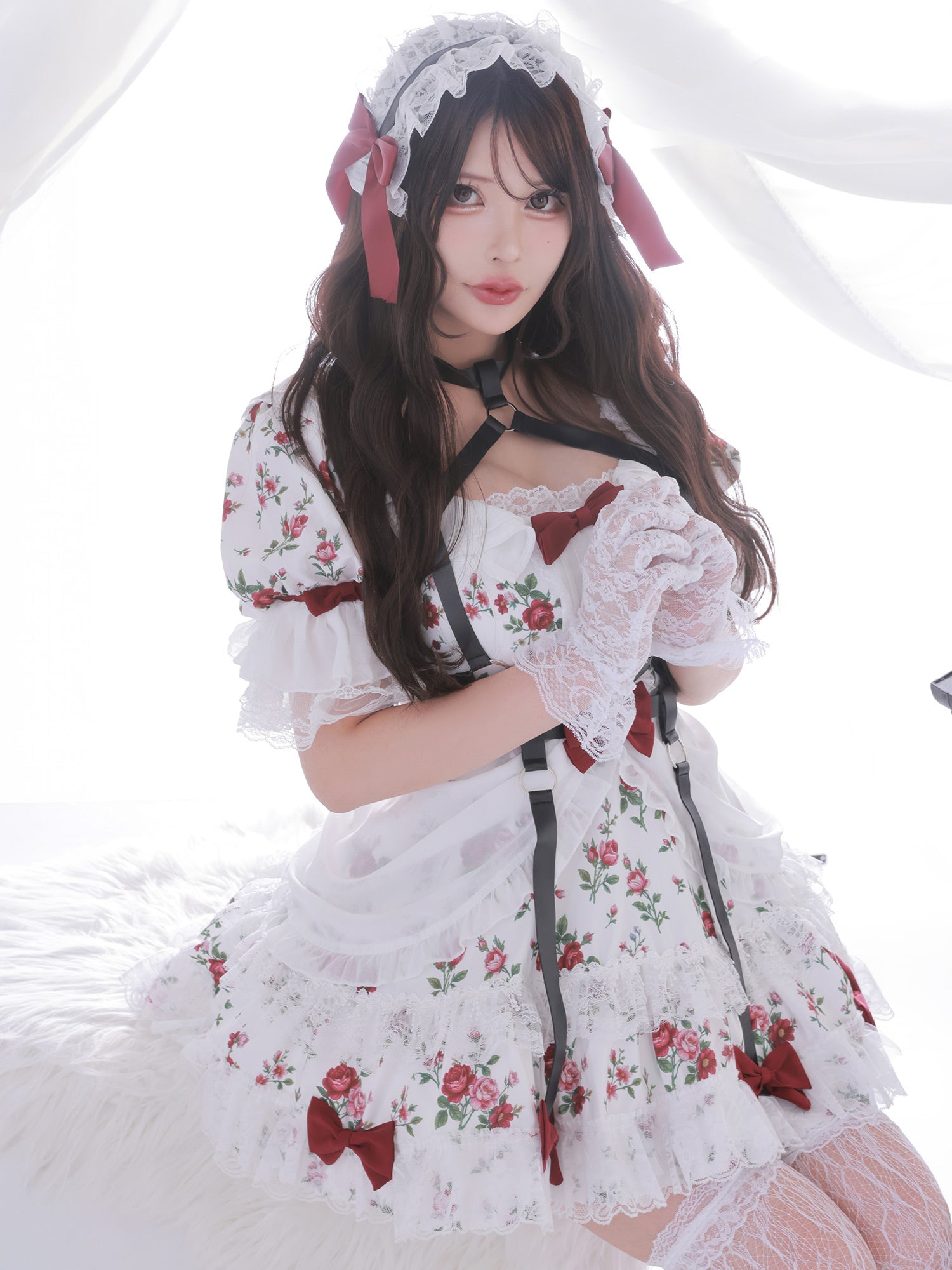 【3点セット】vanityME. × Chiroru コラボ Umber Secret Garden シークレットガーデン クラシカルフリルメイド ホワイト ブラック vcsot-260158a-ch-ac