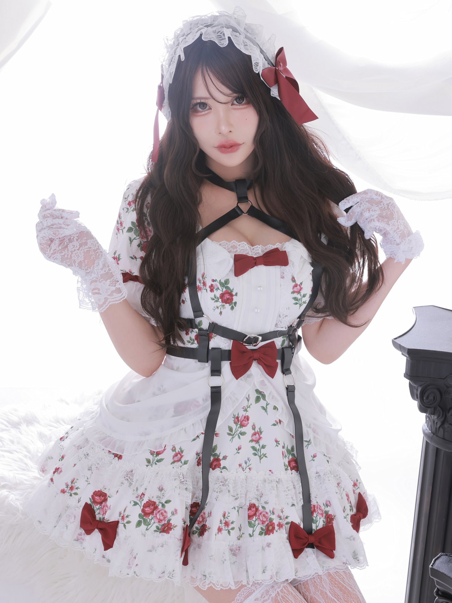 【3点セット】vanityME. × Chiroru コラボ Umber Secret Garden シークレットガーデン クラシカルフリルメイド ホワイト ブラック vcsot-260158a-ch-ac
