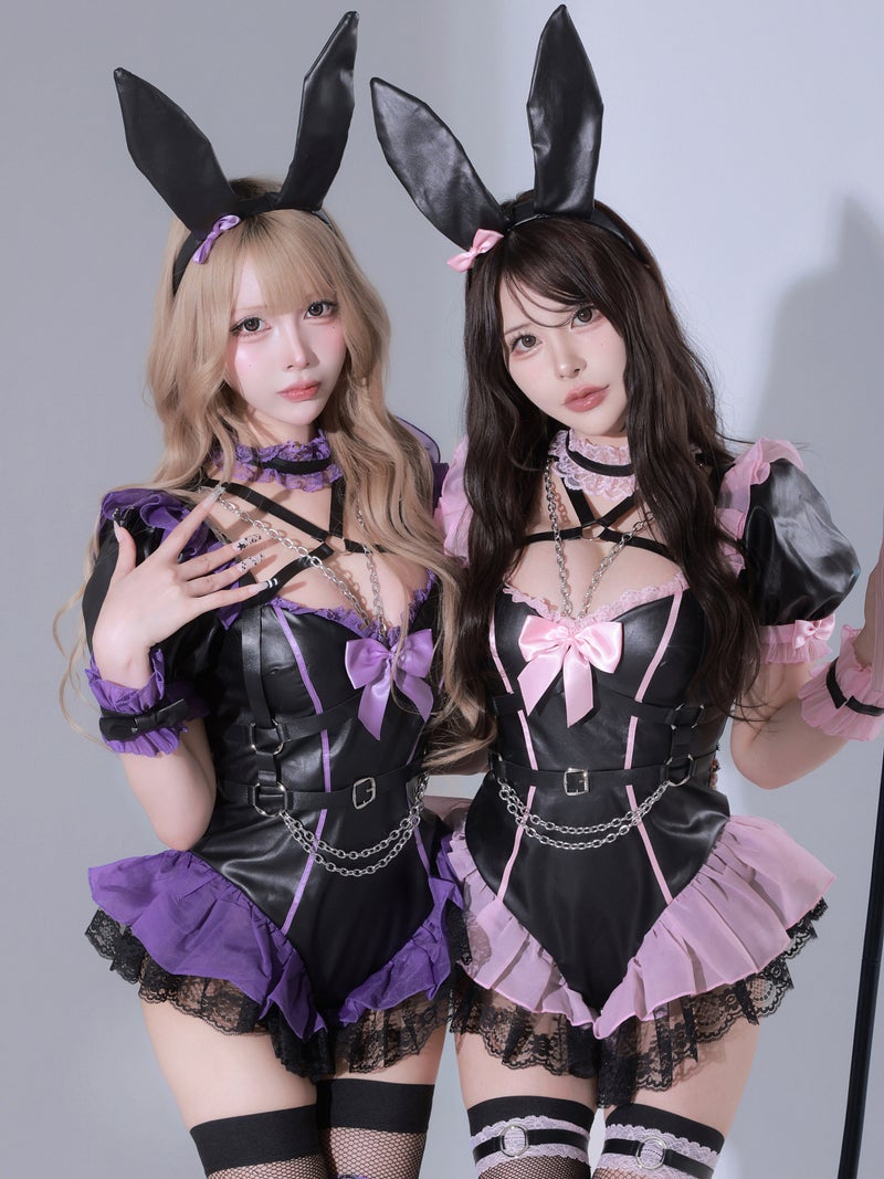 【5点セット】vanityME. × Chiroru コラボ Umber Doll アンバードール バニーコスプレ ブラック×ピンク ブラック×パープル vcsbn-260157-ac