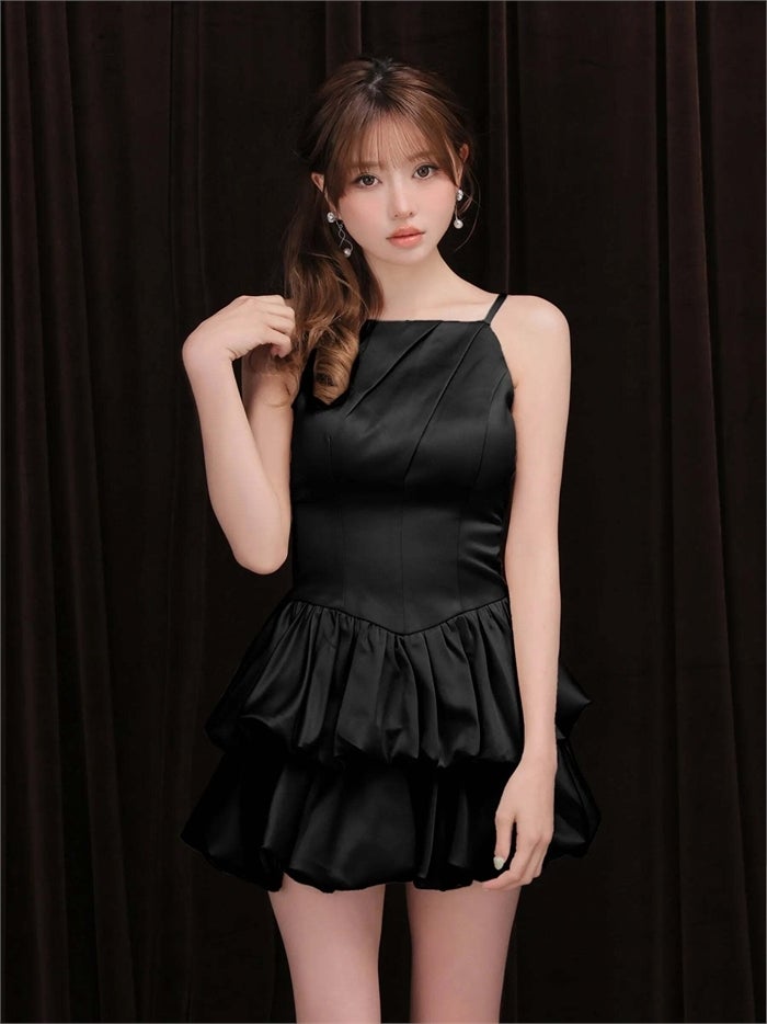 ROBE de FLEURS ローブドフルール サテンキャミバルーンミニキャバドレス fm4671