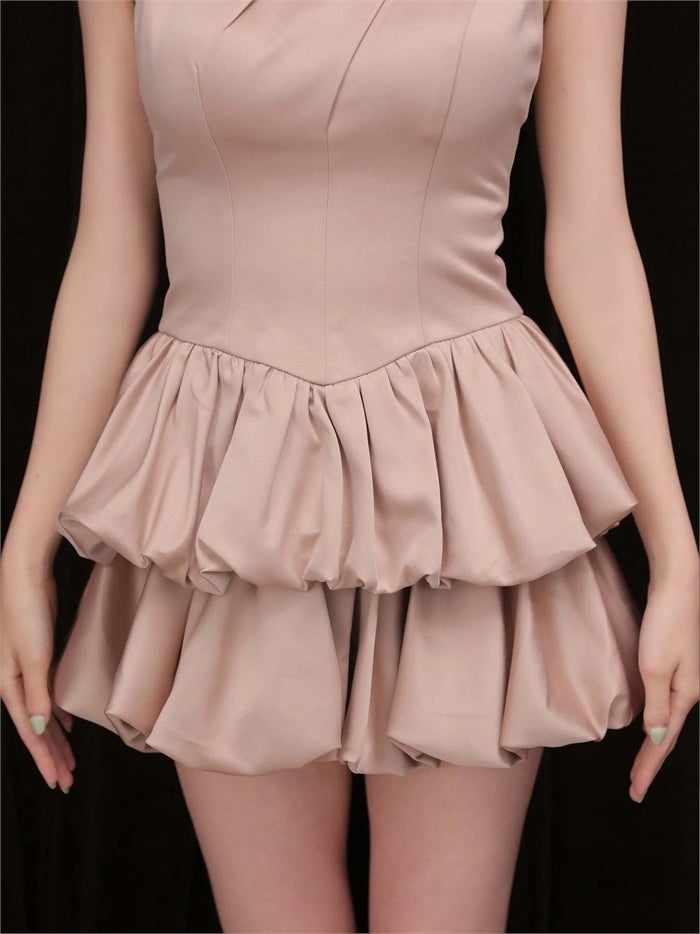 ROBE de FLEURS ローブドフルール サテンキャミバルーンミニキャバドレス fm4671