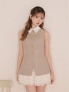 ROBE de FLEURS ローブドフルール ラメフランネル襟付きレースセットアップミニキャバドレス fm4935