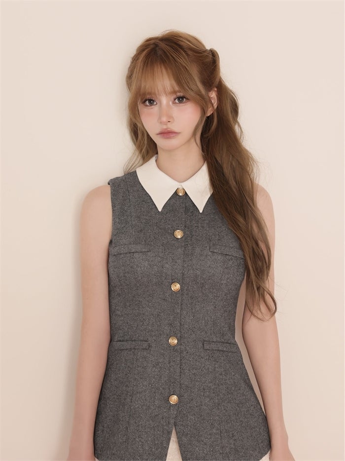 ROBE de FLEURS ローブドフルール ラメフランネル襟付きレースセットアップミニキャバドレス fm4935