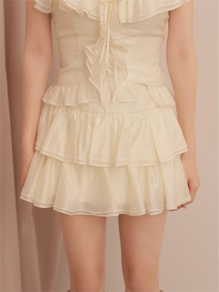 ROBE de FLEURS ローブドフルール シアーフリルリボンセットアップミニキャバドレス fm4676-c